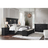 Kings Court Black 4-Piece King Storage Bedroom Set with 2 Nightstands & Dresser - Ornate Home