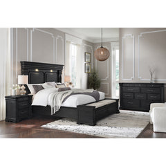 Kings Court Black 4-Piece King Storage Bedroom Set with 2 Nightstands & Dresser - Ornate Home
