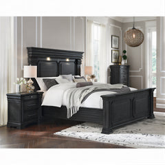 Kings Court Black 4-Piece Queen Bedroom Set with 2 Nightstands & Chest - Ornate Home