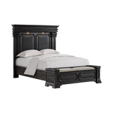 Kings Court Black 4-Piece Queen Storage Bedroom Set with 2 Nightstands & Dresser - Ornate Home