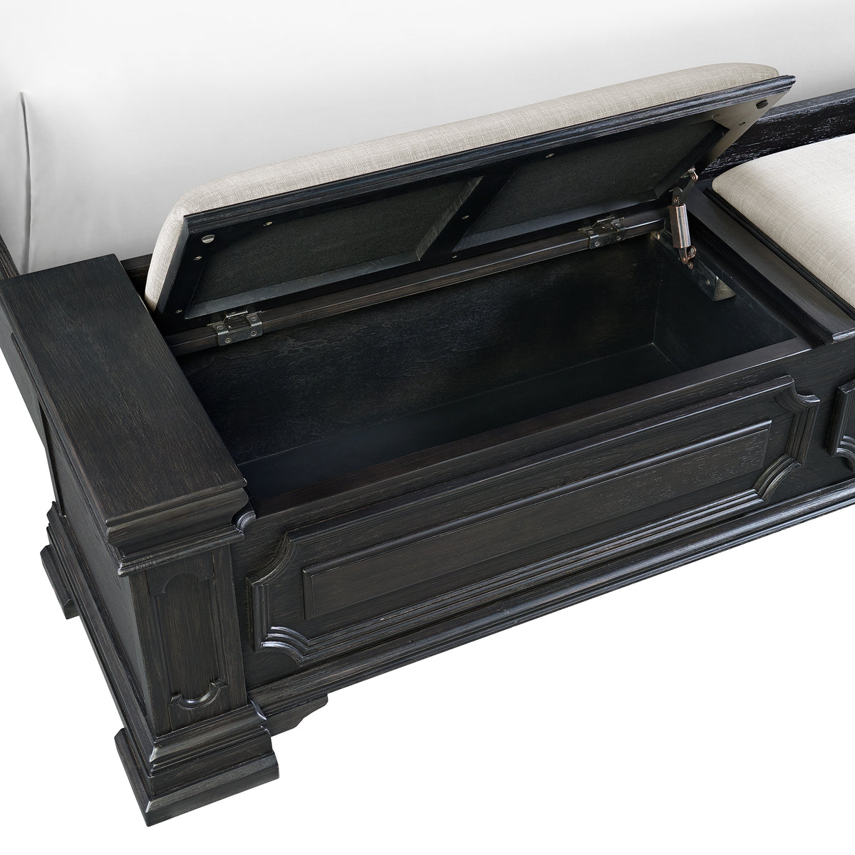 Kings Court Black 4-Piece Queen Storage Bedroom Set with 2 Nightstands & Dresser - Ornate Home