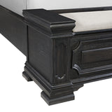 Kings Court Black 5-Piece Queen Storage Bedroom Set with 2 Nightstands, Dresser & Chest - Ornate Home