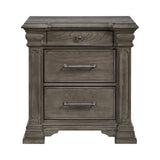Kings Court Grey 3-Drawer Nightstand (Sliding Top) - Ornate Home