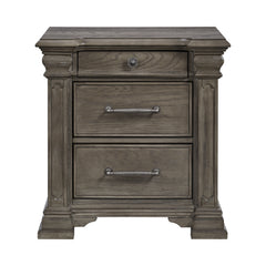 Kings Court Grey 3-Drawer Nightstand (Sliding Top) - Ornate Home