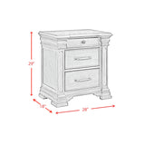 Kings Court Grey 3-Drawer Nightstand (Sliding Top) - Ornate Home