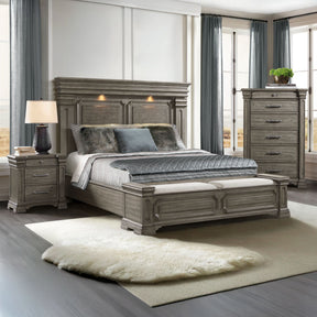 Kings Court Grey 3-Piece King Storage Bedroom Set - Ornate Home