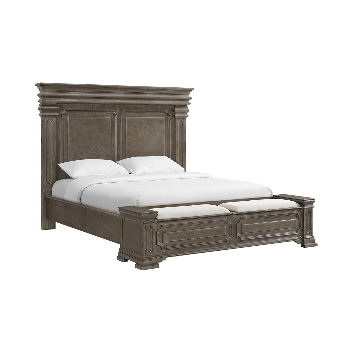Kings Court Grey 3-Piece King Storage Bedroom Set with 2 Nightstands - Ornate Home