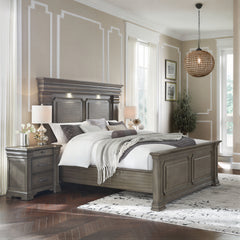 Kings Court Grey 3-Piece Queen Bedroom Set with 2 Nightstands - Ornate Home