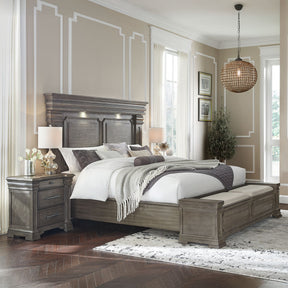 Kings Court Grey 3-Piece Queen Storage Bedroom Set with 2 Nightstands - Ornate Home