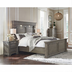 Kings Court Grey 4-Piece King Bedroom Set with 2 Nightstands & Chest - Ornate Home