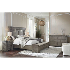 Kings Court Grey 4-Piece King Storage Bedroom Set with 2 Nightstands & Dresser - Ornate Home
