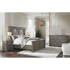 Kings Court Grey 4-Piece Queen Bedroom Set with 2 Nightstands & Dresser - Ornate Home