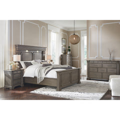 Kings Court Grey 5-Piece Queen Bedroom Set with 2 Nightstands, Dresser & Chest - Ornate Home