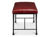 Kings Road Red Leather Bench - Ornate Home