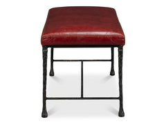 Kings Road Red Leather Bench - Ornate Home