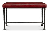 Kings Road Red Leather Bench - Ornate Home