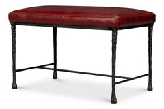Kings Road Red Leather Bench - Ornate Home