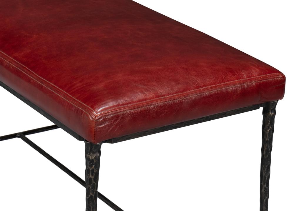 Kings Road Red Leather Bench - Ornate Home
