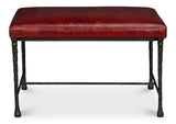 Kings Road Red Leather Bench - Ornate Home