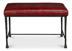 Kings Road Red Leather Bench - Ornate Home