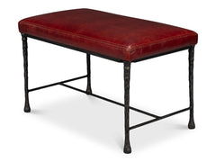 Kings Road Red Leather Bench - Ornate Home