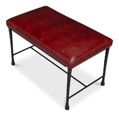 Kings Road Red Leather Bench - Ornate Home