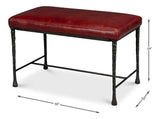 Kings Road Red Leather Bench - Ornate Home
