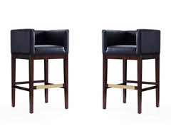 Kingsley Barstool in Black and Dark Walnut (set of 2) - Ornate Home