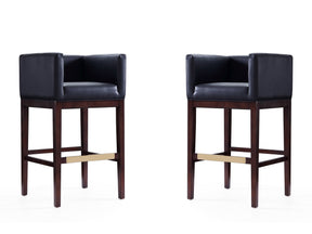 Kingsley Barstool in Black and Dark Walnut (set of 2) - Ornate Home