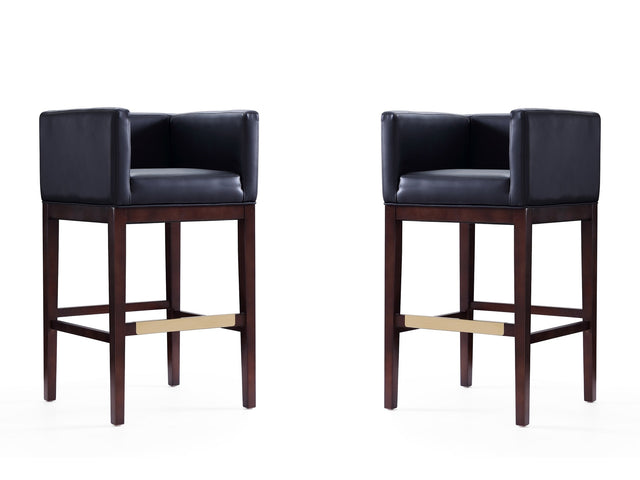 Kingsley Barstool in Black and Dark Walnut (set of 2) - Ornate Home