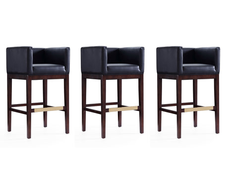 Kingsley Barstool in Black and Dark Walnut (set of 3) - Ornate Home