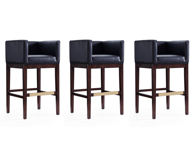 Kingsley Barstool in Black and Dark Walnut (set of 3) - Ornate Home