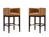 Kingsley Barstool in Camel and Dark Walnut (set of 2) - Ornate Home