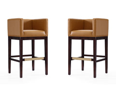 Kingsley Barstool in Camel and Dark Walnut (set of 2) - Ornate Home