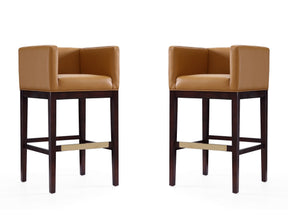 Kingsley Barstool in Camel and Dark Walnut (set of 2) - Ornate Home