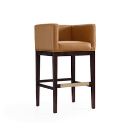 Kingsley Barstool in Camel and Dark Walnut (set of 2) - Ornate Home
