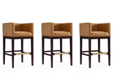 Kingsley Barstool in Camel and Dark Walnut (set of 3) - Ornate Home