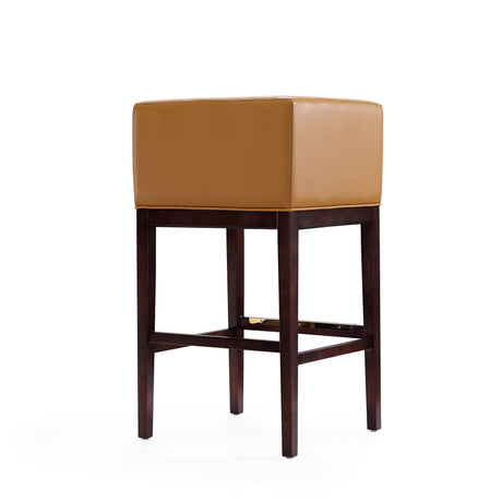 Kingsley Barstool in Camel and Dark Walnut (set of 3) - Ornate Home