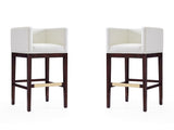 Kingsley Barstool in Ivory and Dark Walnut (set of 2) - Ornate Home
