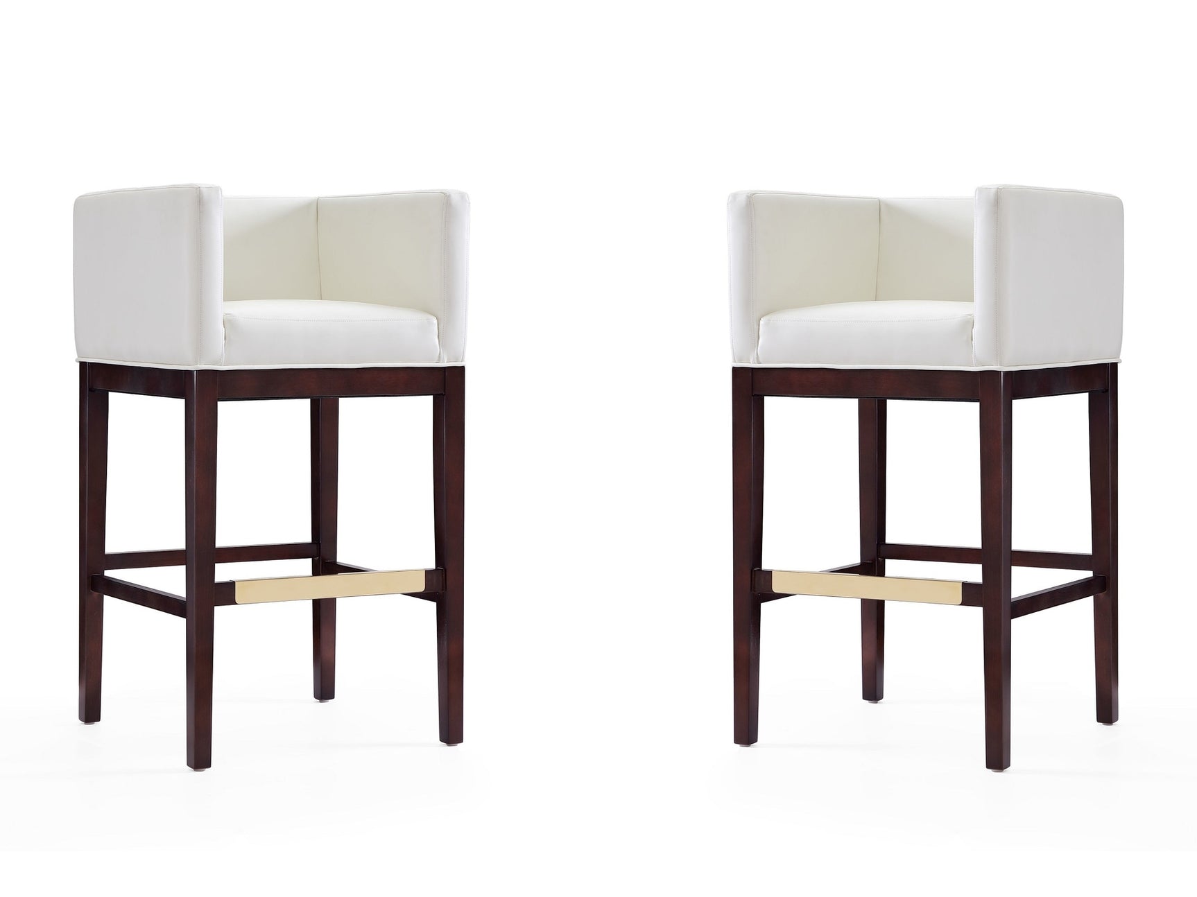 Kingsley Barstool in Ivory and Dark Walnut (set of 2) - Ornate Home