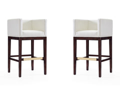 Kingsley Barstool in Ivory and Dark Walnut (set of 2) - Ornate Home