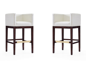 Kingsley Barstool in Ivory and Dark Walnut (set of 2) - Ornate Home