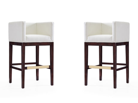 Kingsley Barstool in Ivory and Dark Walnut (set of 2) - Ornate Home