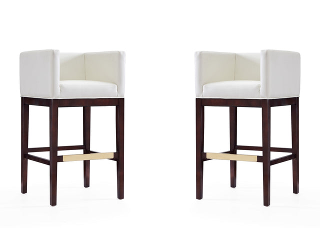 Kingsley Barstool in Ivory and Dark Walnut (set of 2) - Ornate Home