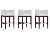 Kingsley Barstool in Ivory and Dark Walnut (set of 3) - Ornate Home