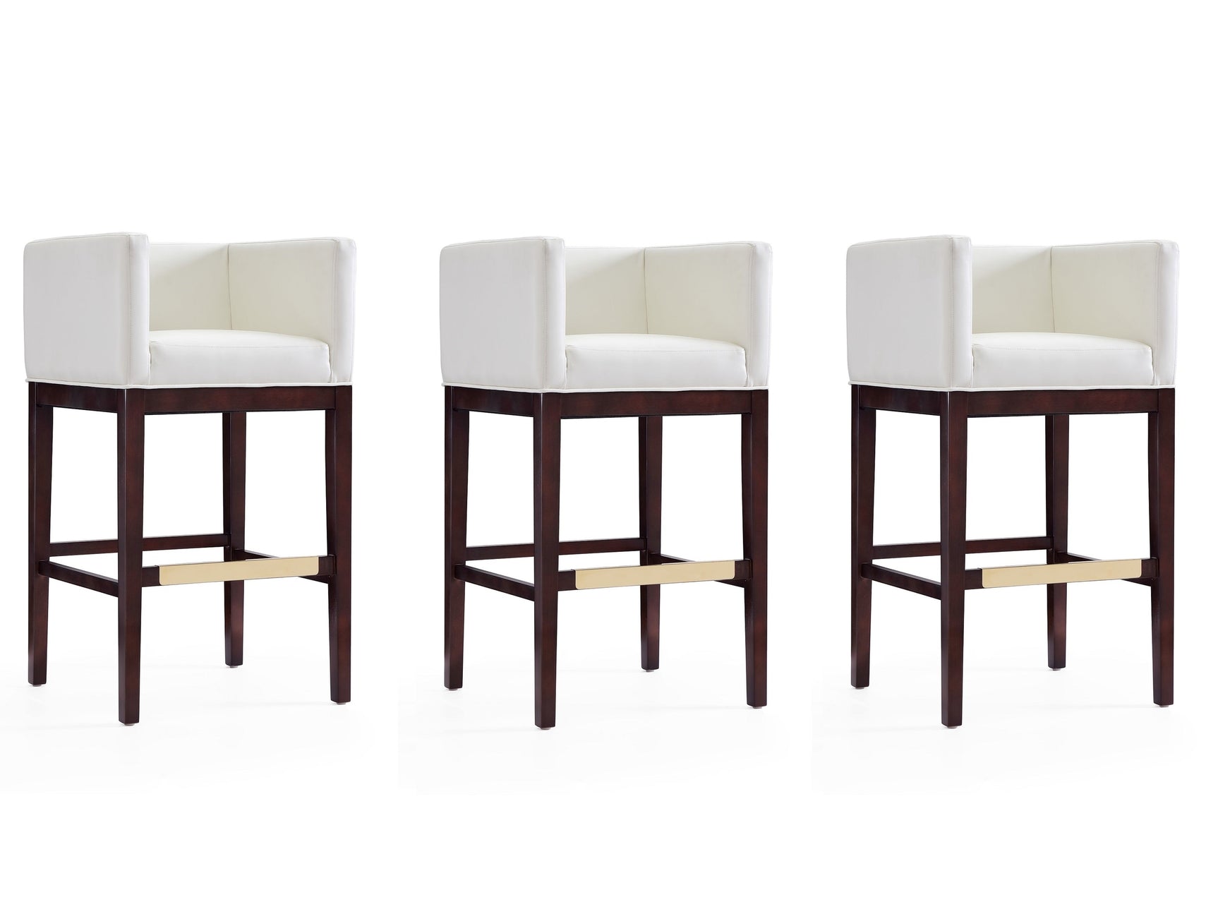 Kingsley Barstool in Ivory and Dark Walnut (set of 3) - Ornate Home