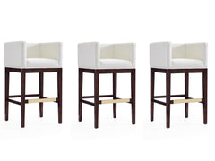 Kingsley Barstool in Ivory and Dark Walnut (set of 3) - Ornate Home
