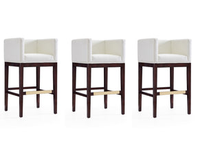 Kingsley Barstool in Ivory and Dark Walnut (set of 3) - Ornate Home