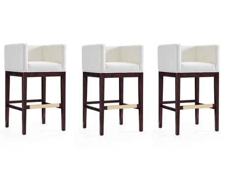 Kingsley Barstool in Ivory and Dark Walnut (set of 3) - Ornate Home