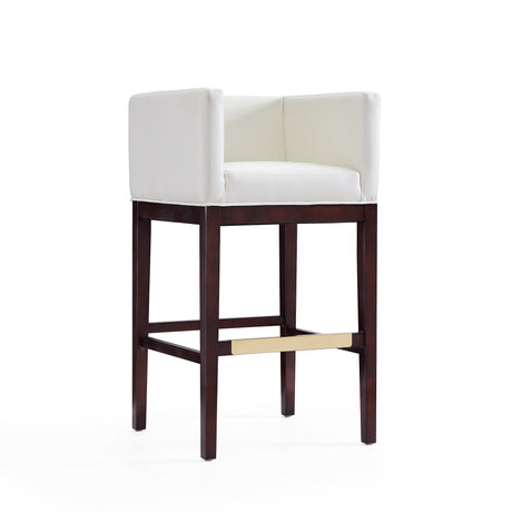 Kingsley Barstool in Ivory and Dark Walnut (set of 3) - Ornate Home